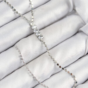 Pirinç Zirkon Taşlı Ezme Zincirli Model Gümüş Renk Y Kolye BKO10464