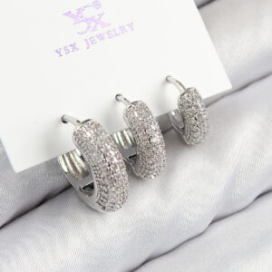 Pirinç Zirkon Taşlı 3'lü Halka Model Gümüş Renk Kadın Küpe BKP11123