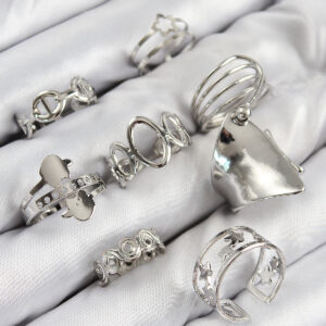 Pirinç Sarmal Ve Yıldız Model Gümüş Renk Kadın Yüzük Kombin Set BYK3812