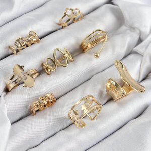 Pirinç Sarmal Ve Yıldız Model Gold Renk Kadın Yüzük Kombin Set BYK3813