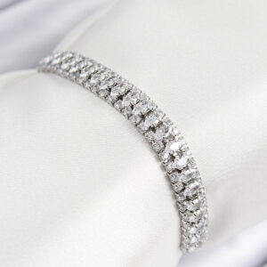 Pirinç Zirkon Taşlı Tennıs Model Gümüş Renk Asansörlü Kadın Bileklik BB7716