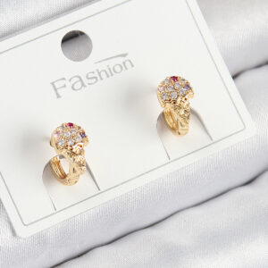 Pirinç Zirkon Taşlı Dondurma Model Gold Renk Çocuk Küpe BKP11201