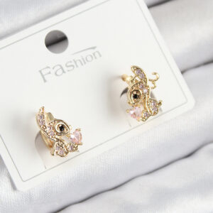 Pirinç Zirkon Taşlı Ceylan Model Gold Renk Çocuk Küpe BKP11202