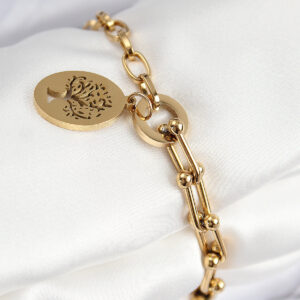 316L Çelik Tifany Ağaç Model Gold Renk Kadın Bileklik BB7776