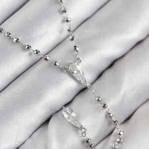 Pirinç Zirkon Taşlı Gümüş Renk Kadın Y Kolye BKO10496