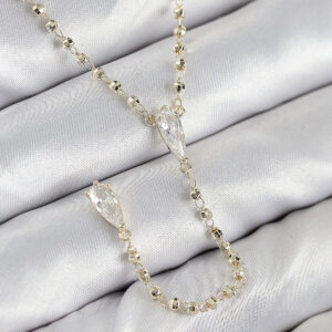 Pirinç Zirkon Taşlı Gold Renk Kadın Y Kolye BKO10497