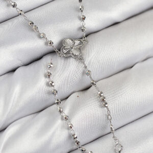 Pirinç Zirkon Taşlı Yonca Model Gümüş Renk Kadın Y Kolye BKO10498