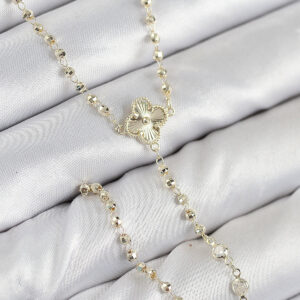 Pirinç Zirkon Taşlı Yonca Model Gold Renk Kadın Y Kolye BKO10499