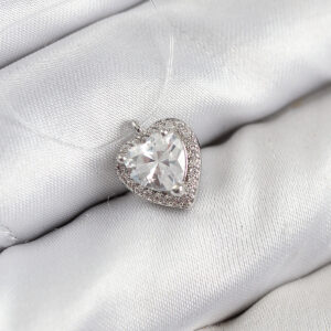 Misineli Kalp Model Gümüş Renk Hayalet Kolye BKO10503