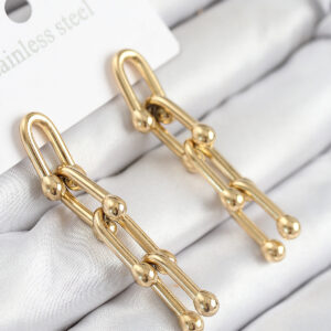 316L Çelik Sallantılı Tifany Model Gold Renk Kadın Küpe BKP11213