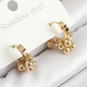 316L Çelik Boncuklu Halka Model Gold Renk Kadın Küpe BKP11214