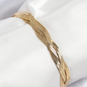 316L Çelik Örgü İtalyan Zincir Model Gold Renk Kadın Bileklik BB7835