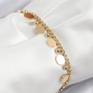 316L Çelik Sıralı Pul Model Gold Renk Kadın Bileklik BB7846