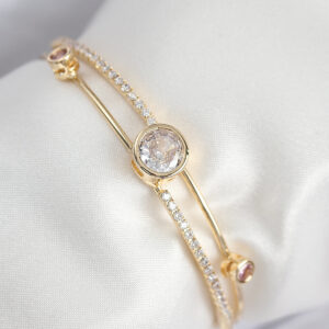 Pirinç Zirkon Taşlı Pırlanta Model Gold Renk Kadın Bileklik BB7879