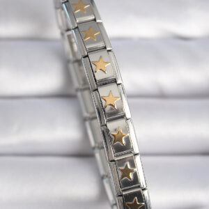 316L Çelik Gümüş Renk Gold Yıldız İşleme Nomination Charm Bileklik BB6463