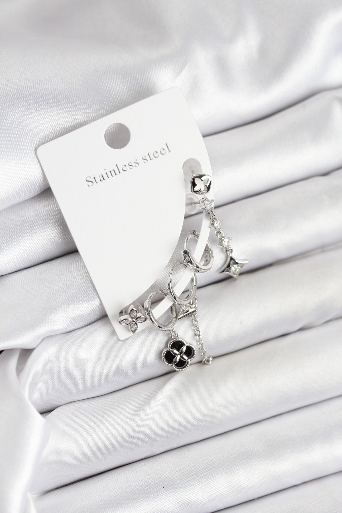 Pirinç Gümüş Renk Kadın Set Küpe BKP11218