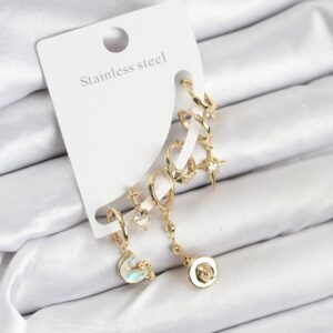 Pirinç Gold Renk Ay Model Kadın Set Küpe BKP11219