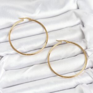 316L Çelik Gold Renk 45 mm Halka Kadın Küpe BKP11227