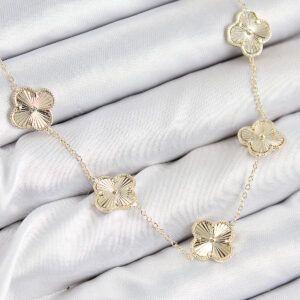 Pirinç VIP Yonca Model Gold Renk Kadın Kolye BKO10484