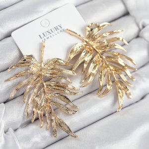 Pirinç Yaprak Model Gold Renk Kadın Küpe BKP11212