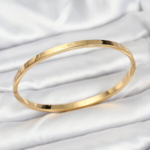 316L Çelik Gold Renk 65 mm İnce Kadın Kelepçe Bileklik BB7915