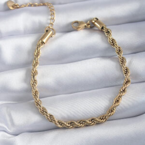 316L Çelik Gold Renk Burgu Model Kadın Bileklik BB5666