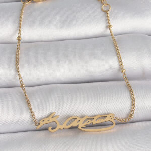 316L Çelik Gold Renk Atatürk İmza Model Kadın Bileklik BB6659