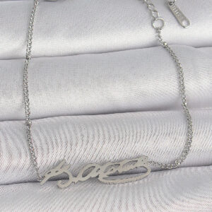 316L Çelik Gümüş Renk Atatürk İmza Model Kadın Bileklik BB6660