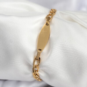 316L Çelik Gold Renk Oval Yazı Yazmaya Uygun Kadın Bileklik BB7917