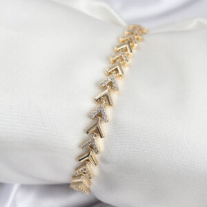 Pirinç VIP Seri Gold Zirkon Taşlı Balık Sırtı Model Kadın Bileklik BB7921