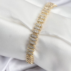 Pirinç VIP Seri Gold Renk Oval Sıralı Kadın Bileklik BB7926