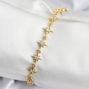 Pirinç VIP Seri Gold Renk Sıralı Kutup Yıldızı Kadın Bileklik BB7927