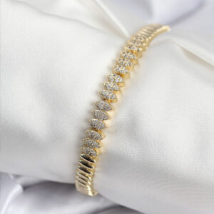 Pirinç VIP Seri Gold Renk Zirkon Taşlı Arpa Model Kadın Bileklik BB7928