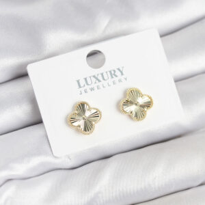 Pirinç Gold Renk Tekli Yonca Kadın Küpe BKP11232