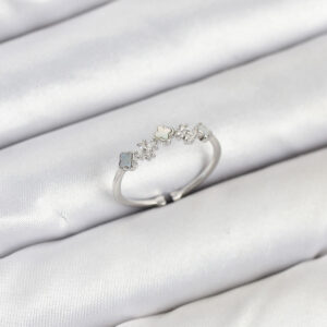 Pirinç Gümüş Renk Minimal Yonca Detaylı Kadın Yüzük BYK3843