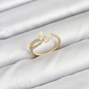 Pirinç Gold Renk Kelebek Zirkon Taşlı Kadın Yüzük BYK3854