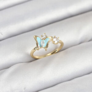 Pirinç Gold Renk Kelebek Model Kadın Yüzük BYK3864