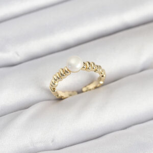 Pirinç Gold Renk Göbek İnci Model Kadın Yüzük BYK3886