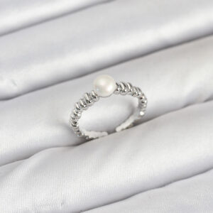 Pirinç Gümüş Renk Göbek İnci Model Kadın Yüzük BYK3887