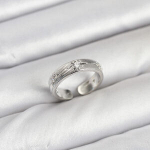 Pirinç Gümüş Renk Zirkon Taşlı Kutup Yıldızı Model Kadın Yüzük BYK3899