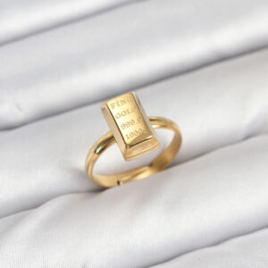 Pirinç Gold Renk Külçe Altın Model Kadın Yüzük BYK3900