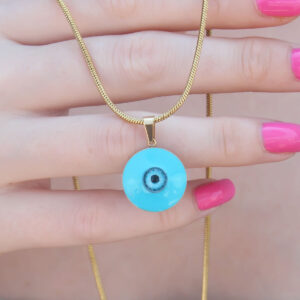 316L Çelik Gold Renk Nazar Boncuk Model Kadın Kolye BKO7391