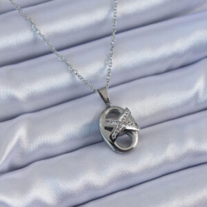 316L Çelik Gümüş Renk Zirkon Taşlı Kadın Kolye BKO7634