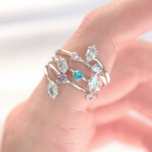 Renkli Zirkon Taşlı Silver Renk Ayarlanabilir Yüzük BYK3127