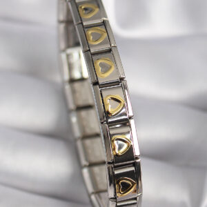 316L Çelik Gümüş Renk Gold Kalp İşleme Nomination Model Kadın Bileklik BB6481