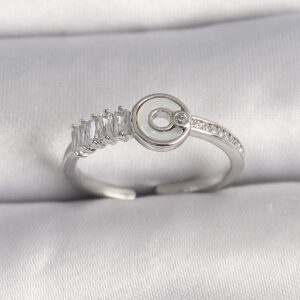 Pirinç Gümüş Renk Zirkon Taşlı Ayarlanabilir Kadın Yüzük BYK3562