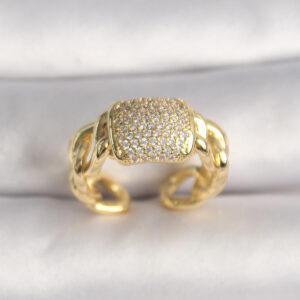 Pirinç Gold Renk Ayarlanabilir Zirkon Taşlı Kadın Yüzük BYK3596