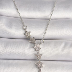 316L Çelik Gümüş Renk Zincir Zirkon Taşlı Yıldız Model Kadın Kolye BKO9904