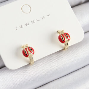 Pirinç Uğur Böceği Model Gold Renk Çocuk Küpe BKP10902