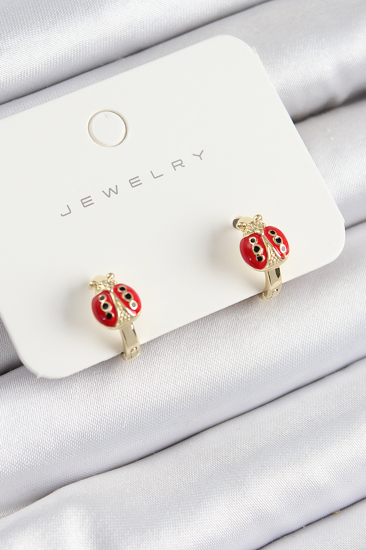 Pirinç Uğur Böceği Model Gold Renk Çocuk Küpe BKP10902